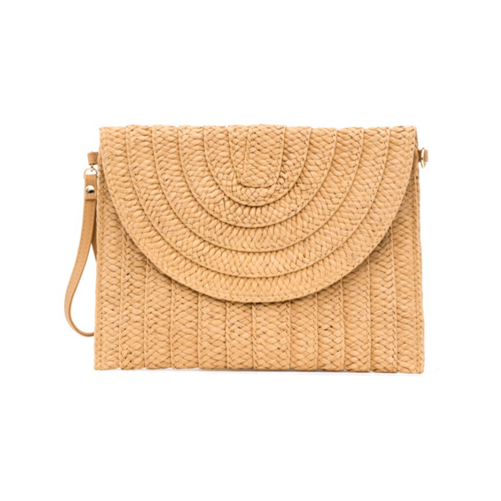 
                      
                        Woven Straw Foldover Convertible Clutch
                      
                    