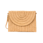 Woven Straw Foldover Convertible Clutch