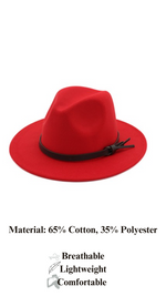 Casual Fedora Hats With Thin Belt | Red