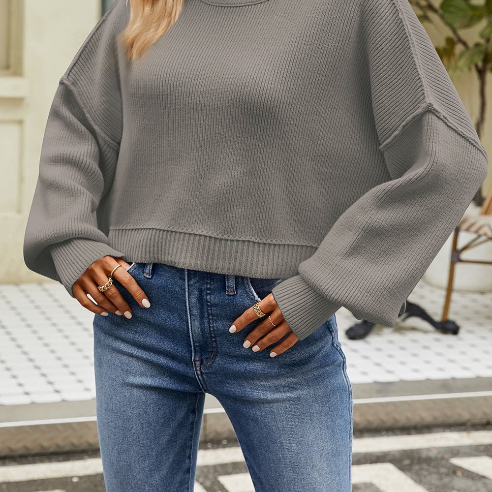 
                      
                        Round Neck Dropped Shoulder Sweater
                      
                    