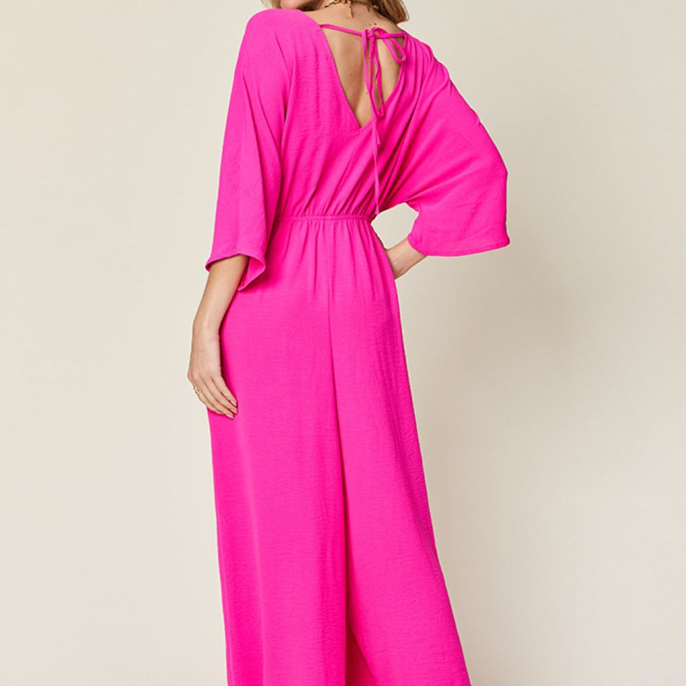 
                      
                        Double Take Full Size Surplice Wide Leg Jumpsuit with Pockets
                      
                    