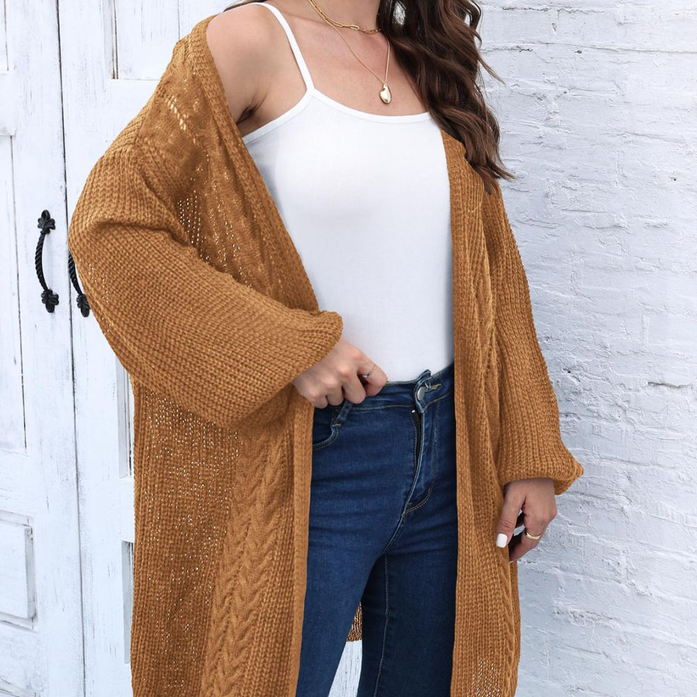 
                      
                        Cable-Knit Open Front Long Sleeve Cardigan
                      
                    