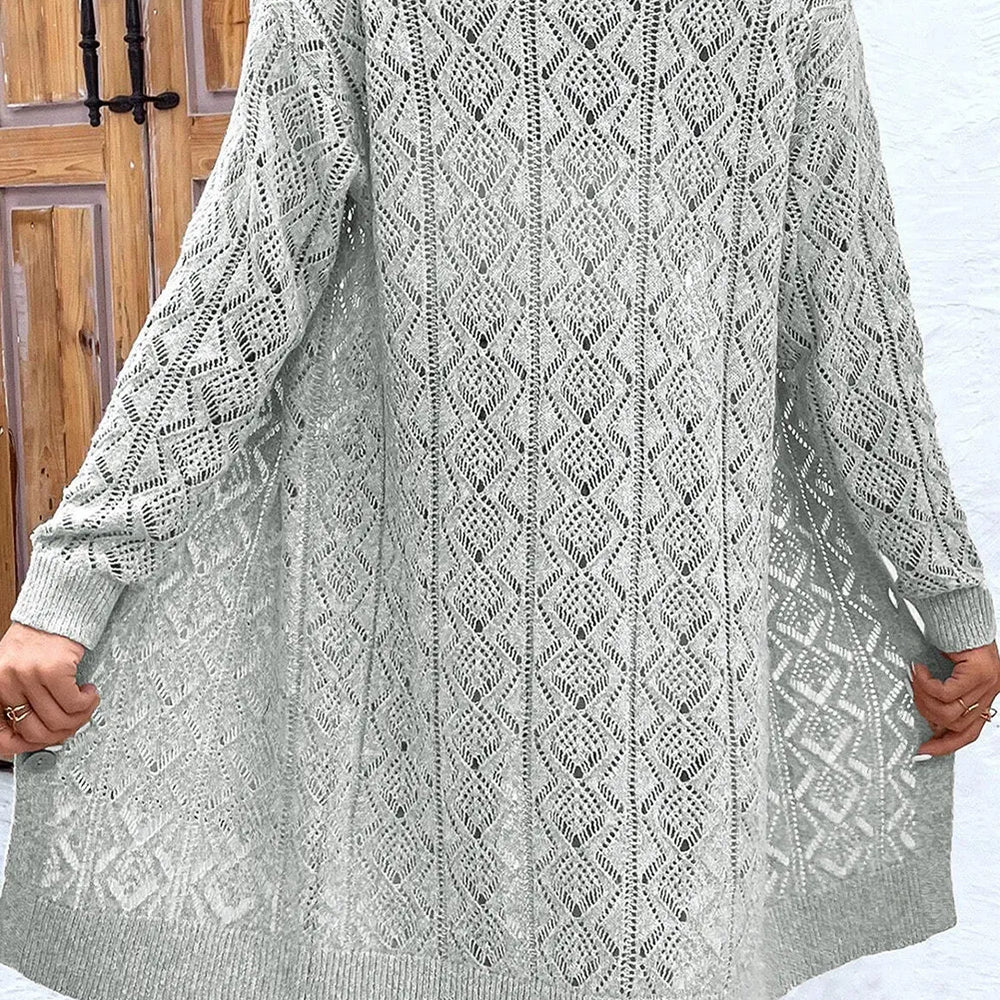 
                      
                        Openwork Button Down Long Sleeve Cardigan
                      
                    