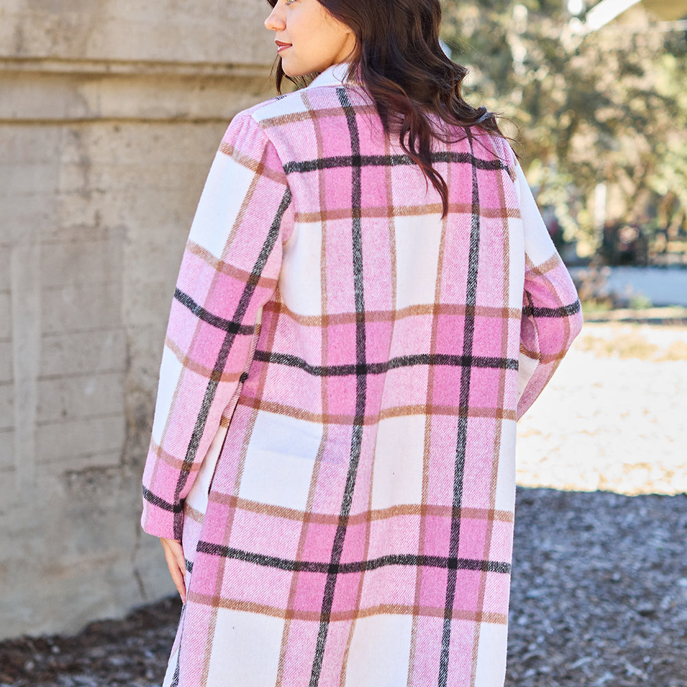 
                      
                        Double Take Full Size Plaid Button Up Lapel Collar Coat
                      
                    