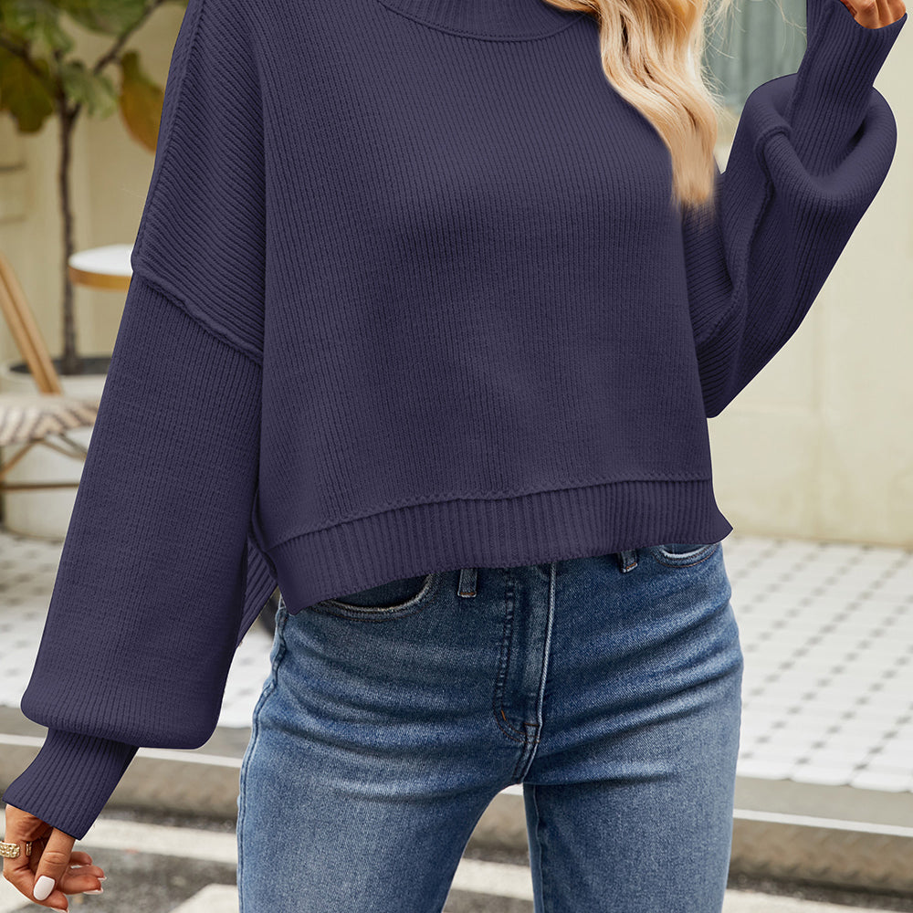 
                      
                        Round Neck Dropped Shoulder Sweater
                      
                    