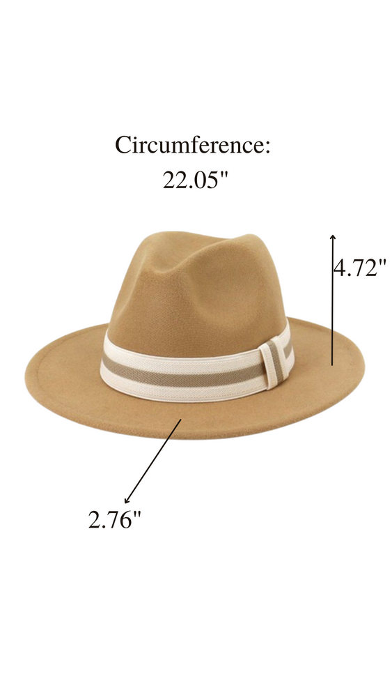 Casual Fedora Hats With Striped Stretch Belt | Camel SHIPS DEC. 6