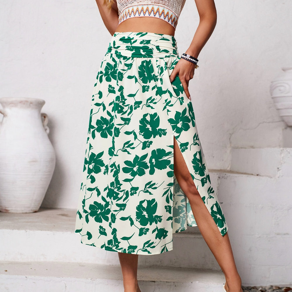 
                      
                        Slit Printed Midi Skirt
                      
                    