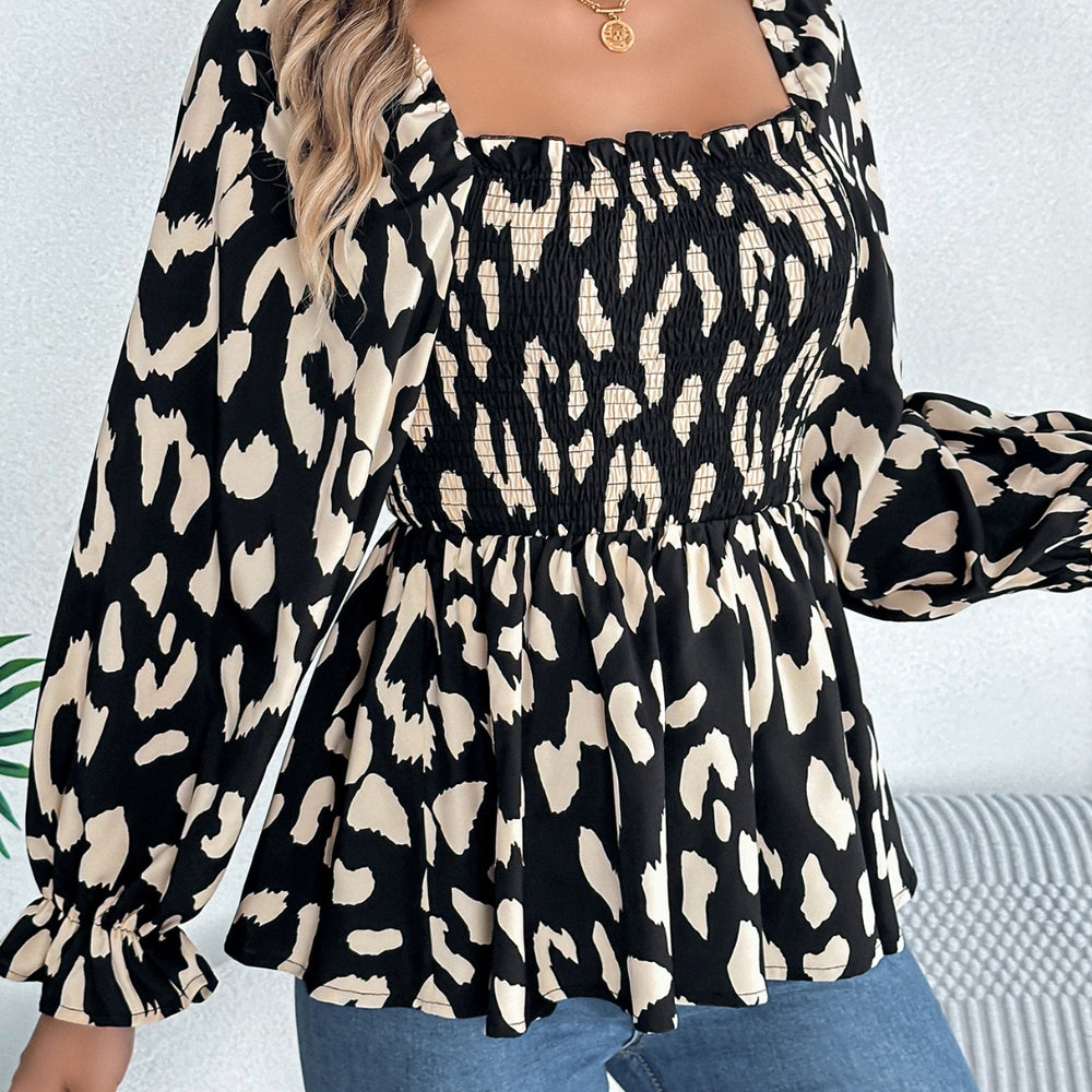 
                      
                        Square Neck Flounce Sleeve Blouse
                      
                    