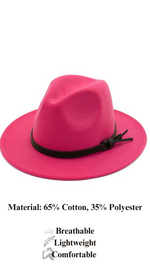 Casual Fedora Hats With Thin Belt | Magenta