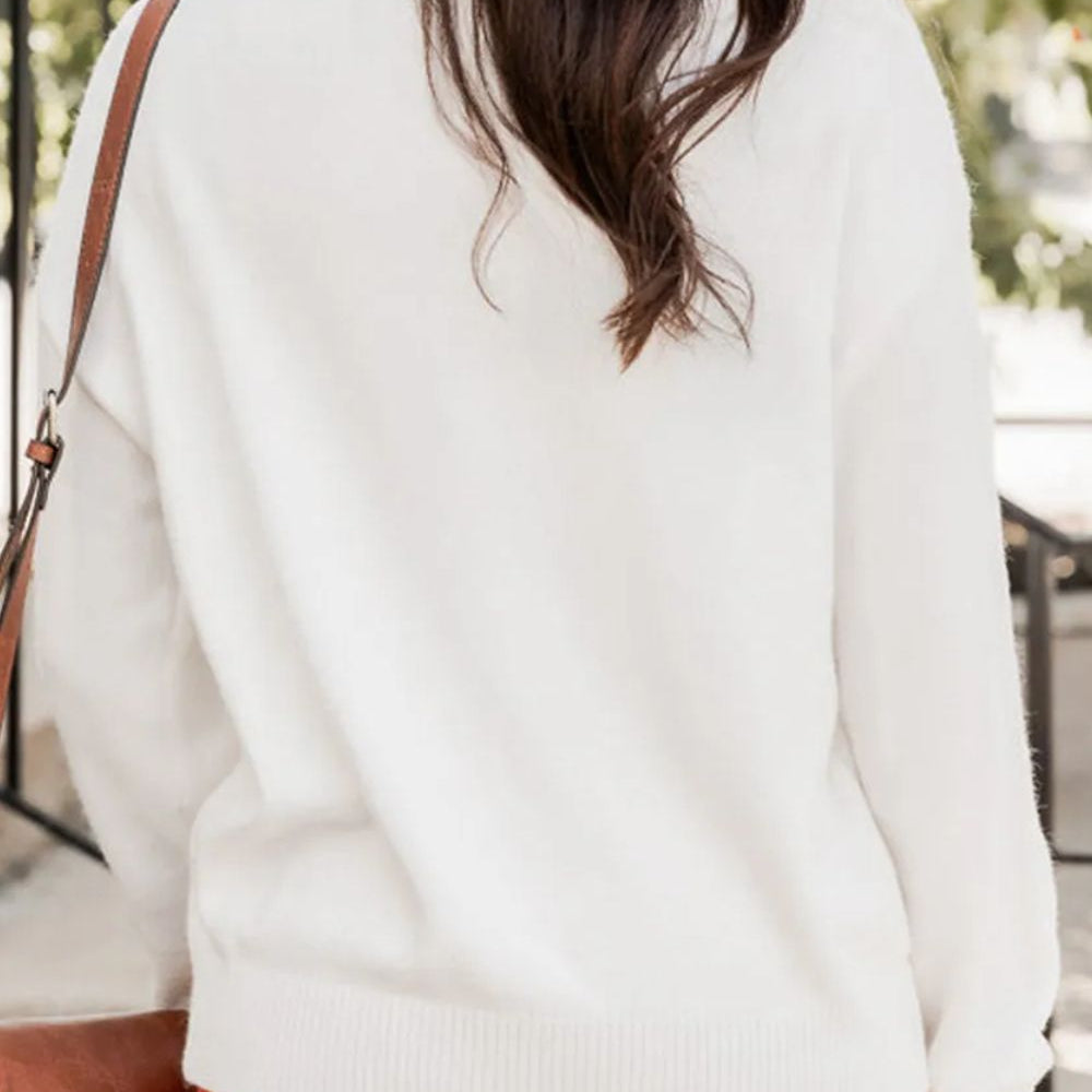 
                      
                        THANKFUL Round Neck Long Sleeve Knit Top
                      
                    