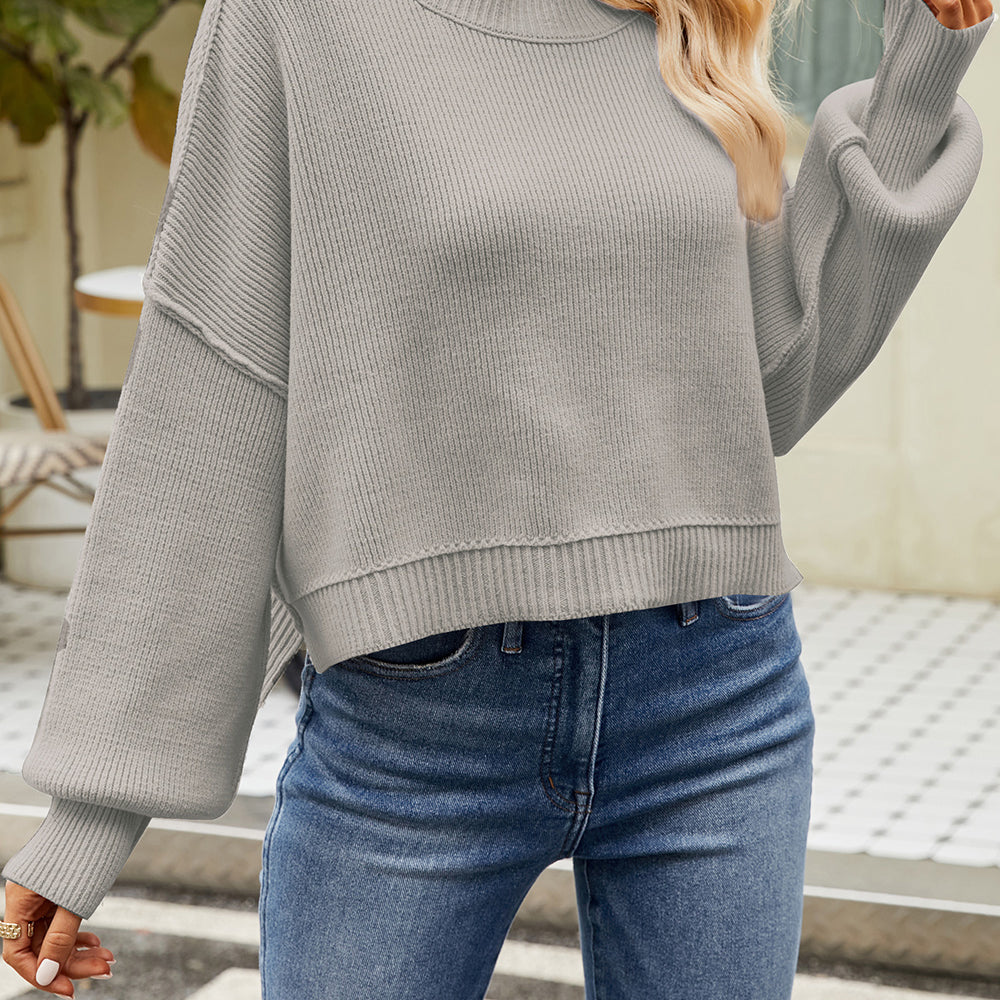 
                      
                        Round Neck Dropped Shoulder Sweater
                      
                    