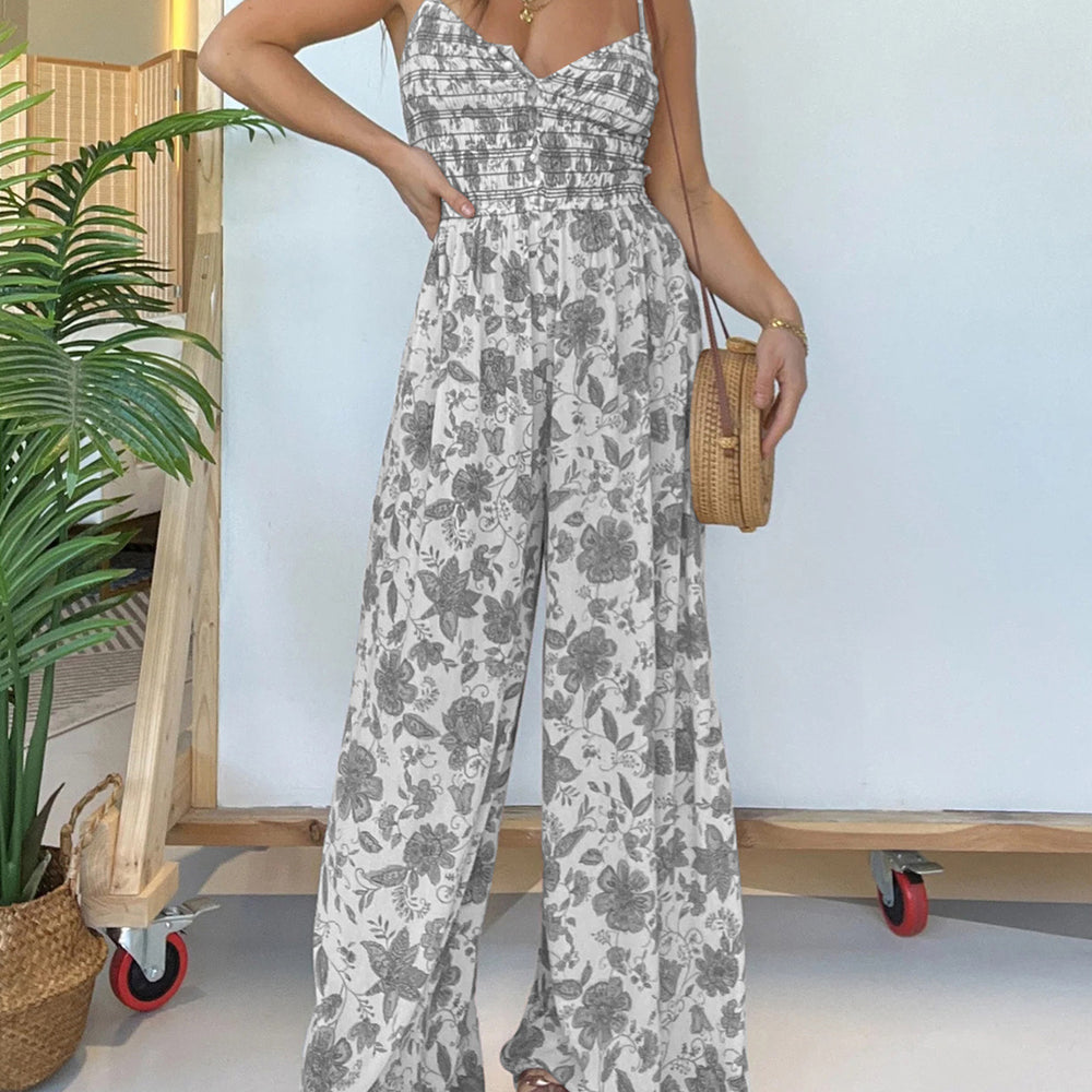 
                      
                        Full Size Printed Spaghetti Strap Wide Leg Jumpsuit
                      
                    