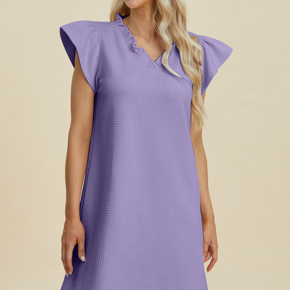 
                      
                        Double Take Full Size Ruffled V-Neck Cap Sleeve Dress
                      
                    