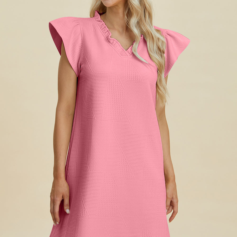 
                      
                        Double Take Full Size Ruffled V-Neck Cap Sleeve Dress
                      
                    