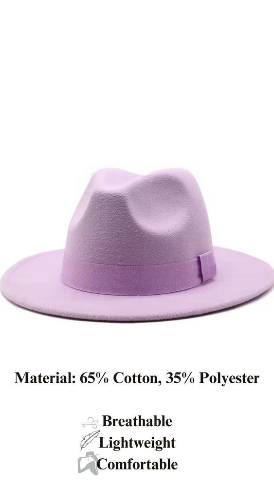 Women Classic Year Round Fedora Hat With Belt (Light Purple)