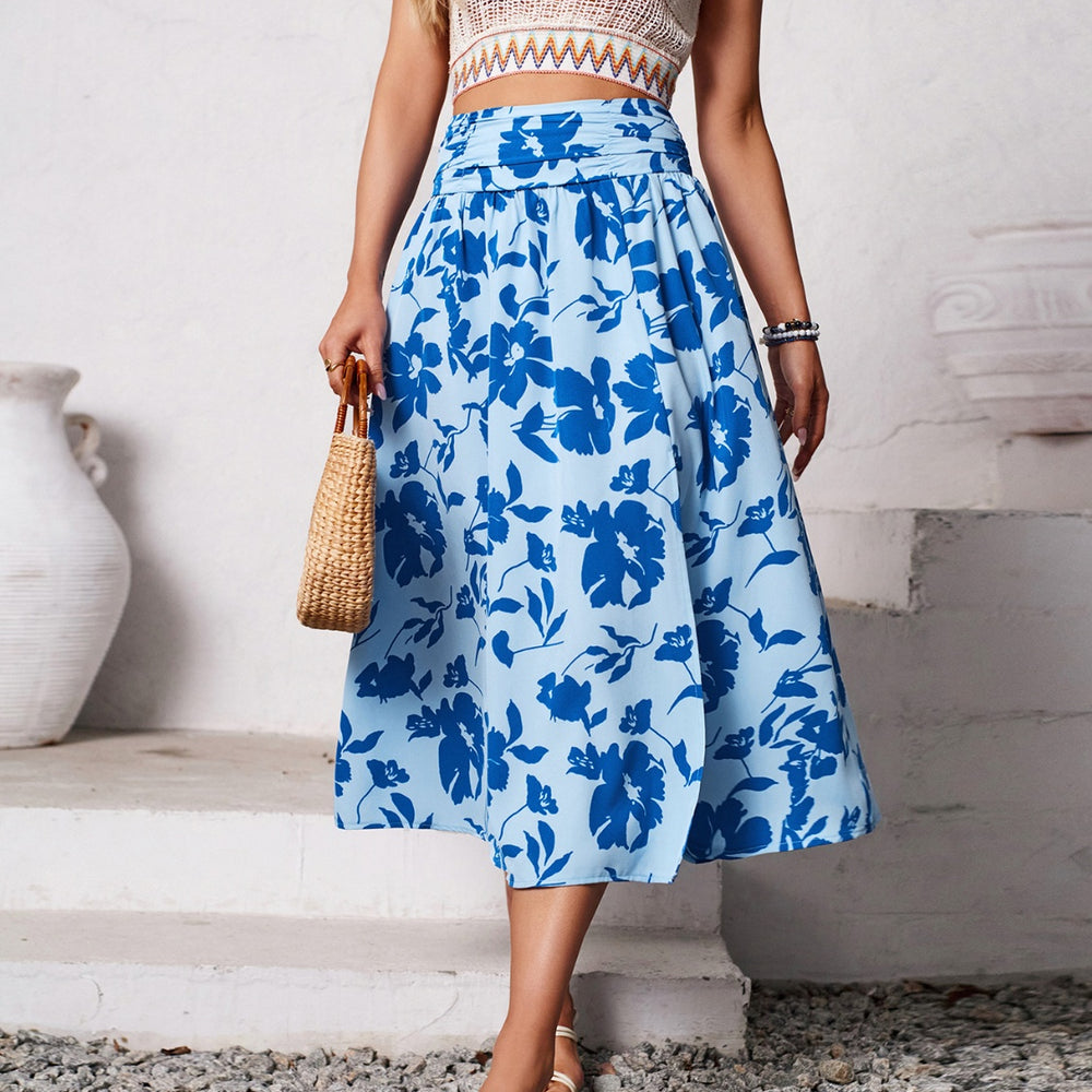 
                      
                        Slit Printed Midi Skirt
                      
                    