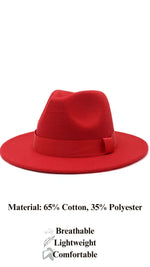 Women Classic Year Round Fedora Hat With Belt (Red)