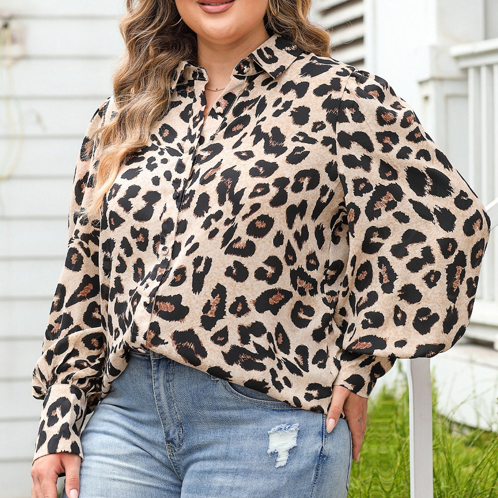 Plus Size Printed Long Sleeve Shirt