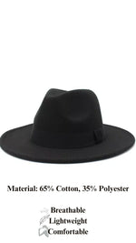 Women Classic Year Round Fedora Hat With Belt (Black)