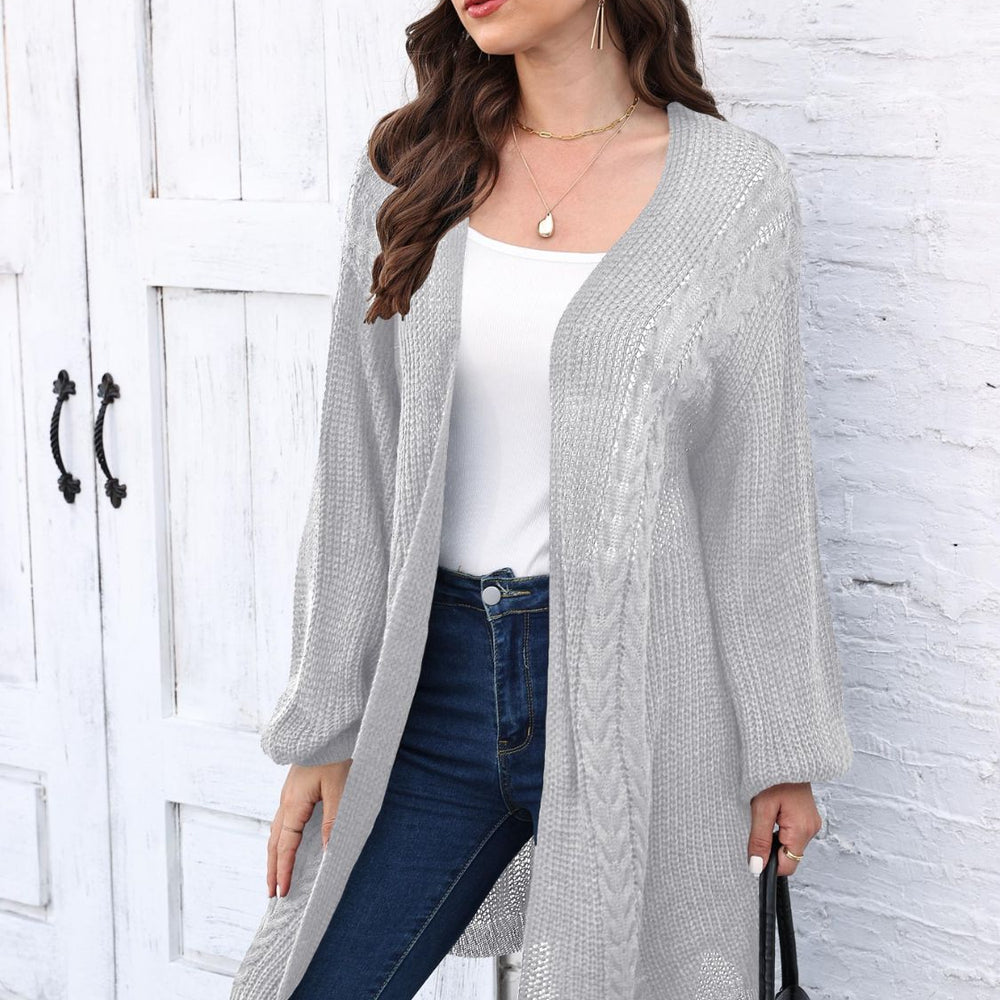 
                      
                        Cable-Knit Open Front Long Sleeve Cardigan
                      
                    