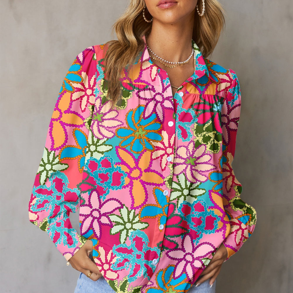 
                      
                        Printed Collared Neck Long Sleeve Shirt
                      
                    