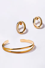 Oval earring and bracelet set