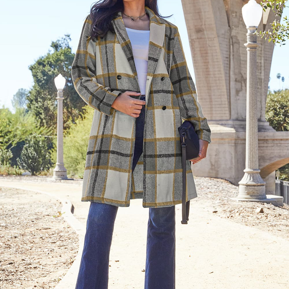 
                      
                        Double Take Full Size Plaid Button Up Lapel Collar Coat
                      
                    