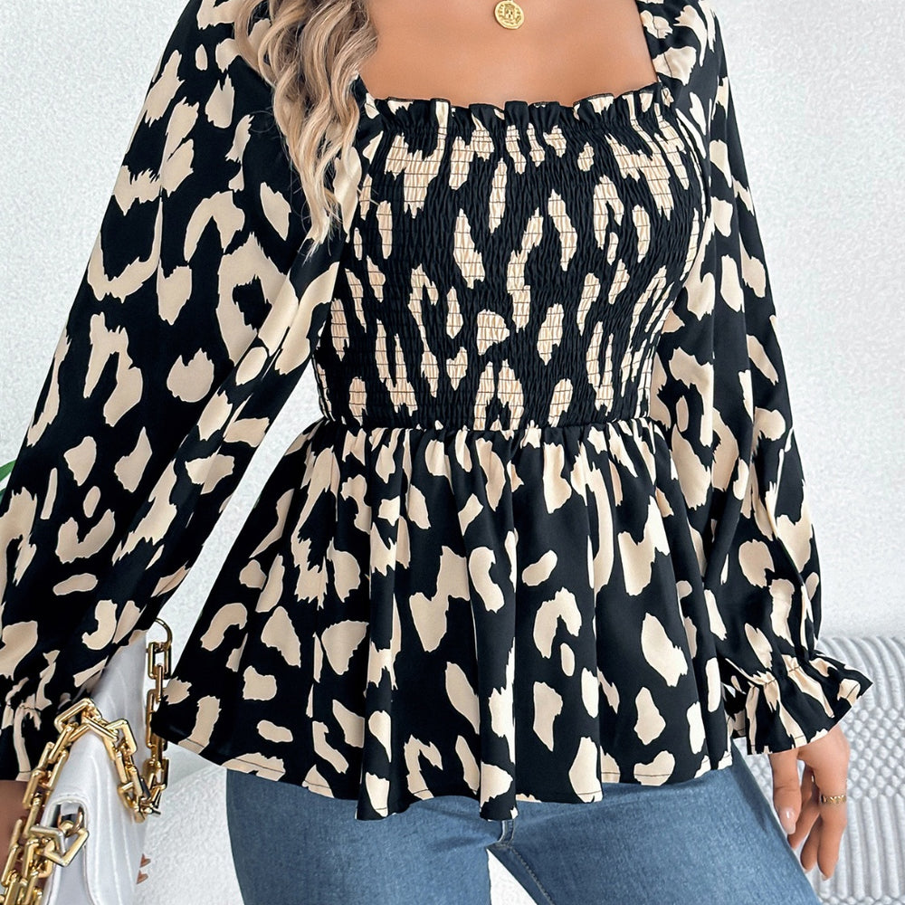 
                      
                        Square Neck Flounce Sleeve Blouse
                      
                    