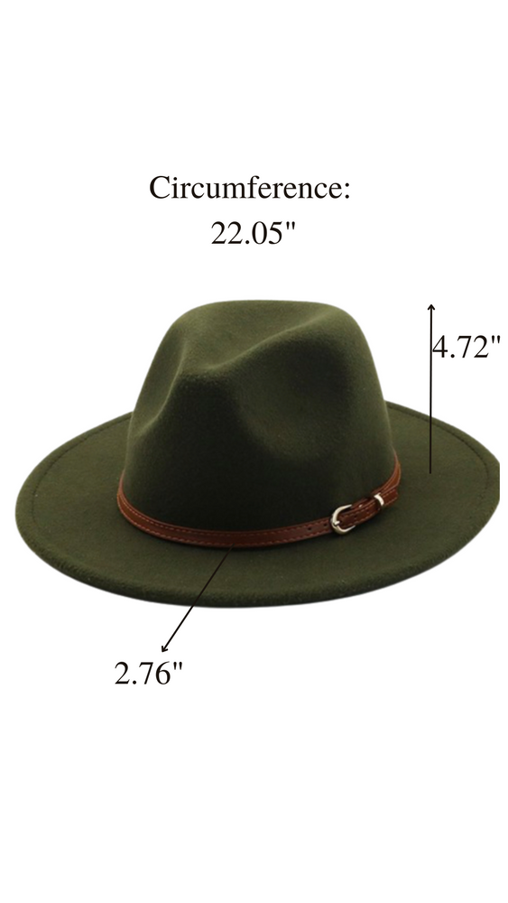 Casual Fedora Hats With Thin Belt | Olive Green