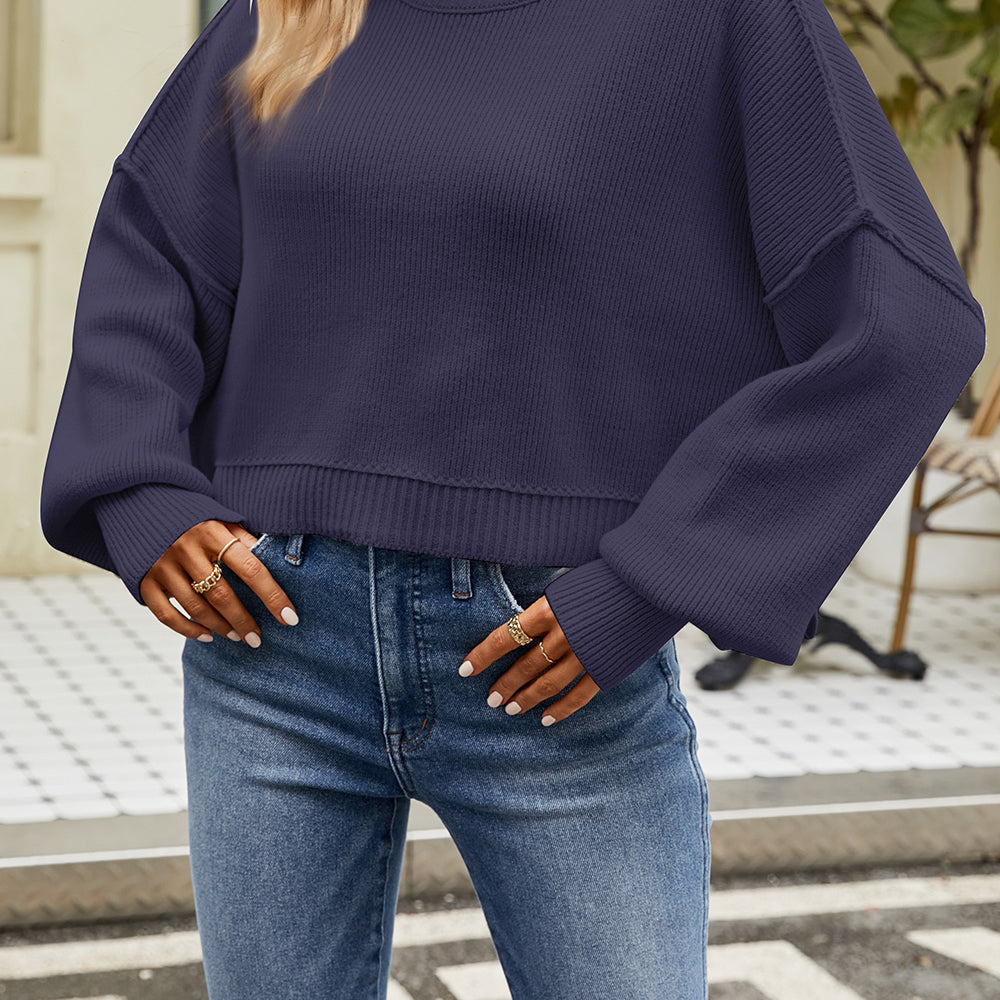 
                      
                        Round Neck Dropped Shoulder Sweater
                      
                    