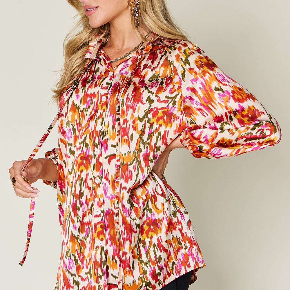 
                      
                        Double Take Full Size Printed Button Up Long Sleeve Shirt
                      
                    