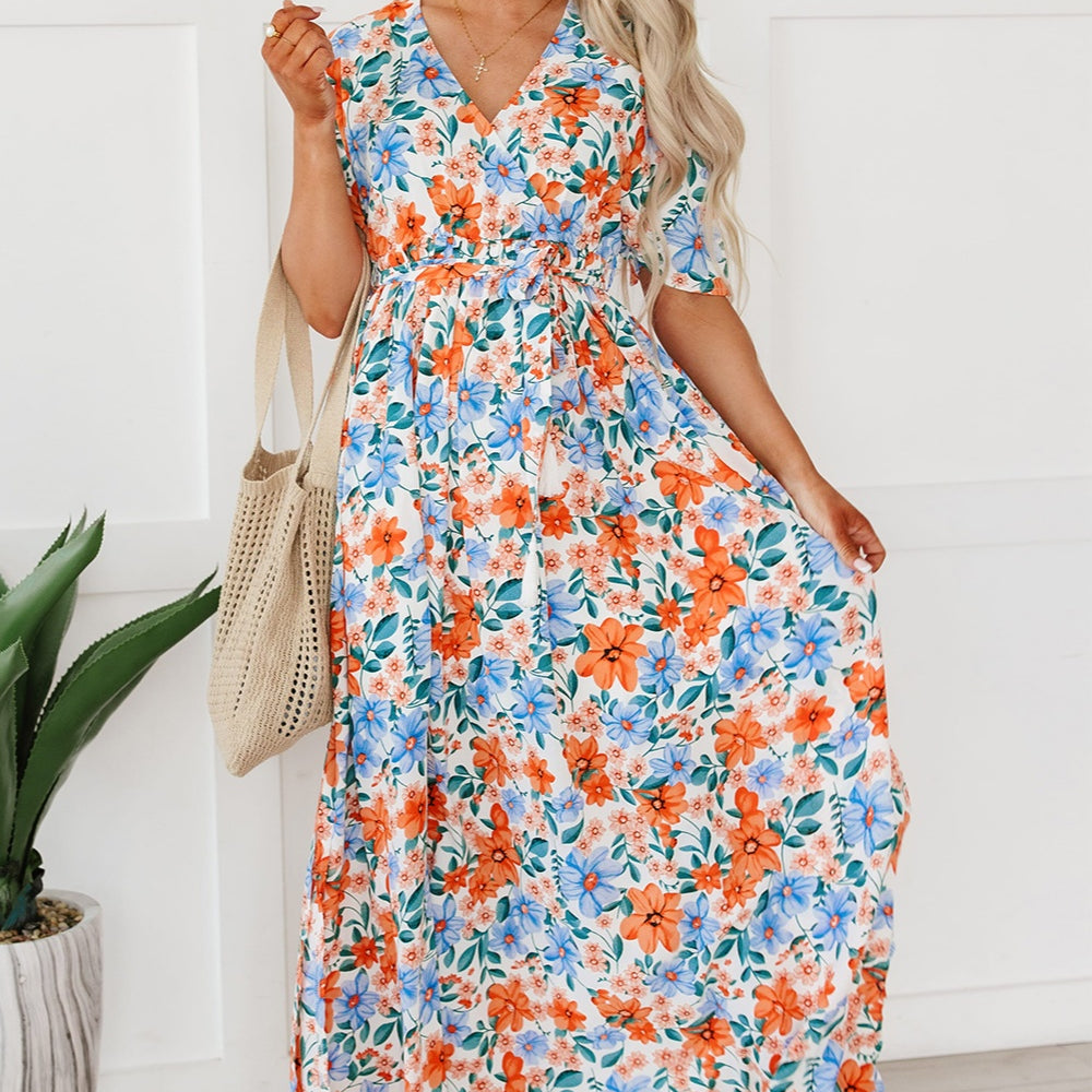 
                      
                        Tied Slit Printed Half Sleeve Maxi Dress
                      
                    