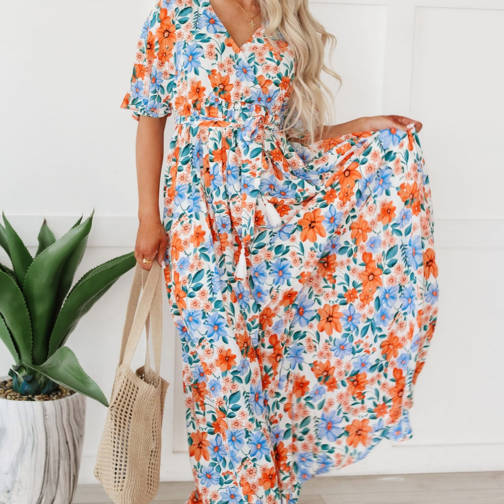 
                      
                        Tied Slit Printed Half Sleeve Maxi Dress
                      
                    