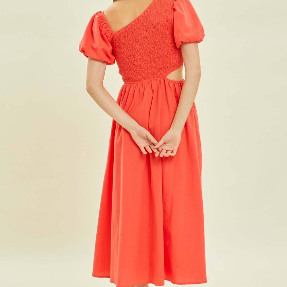 HEYSON Smocked Cutout Midi Dress