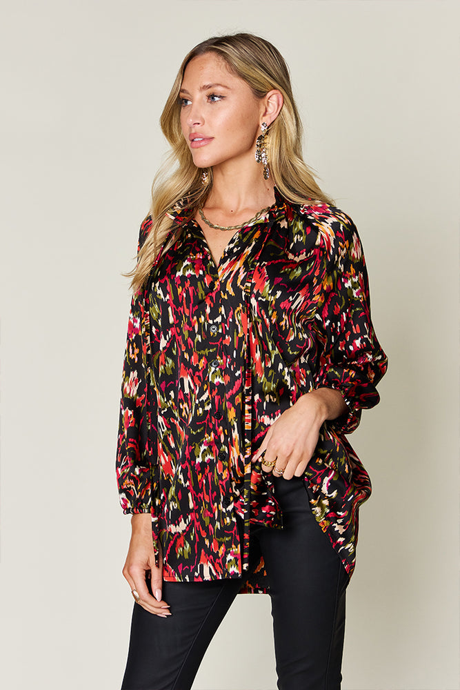 
                      
                        Double Take Full Size Printed Button Up Long Sleeve Shirt
                      
                    