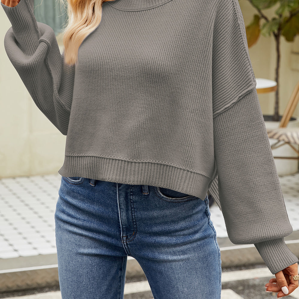 
                      
                        Round Neck Dropped Shoulder Sweater
                      
                    