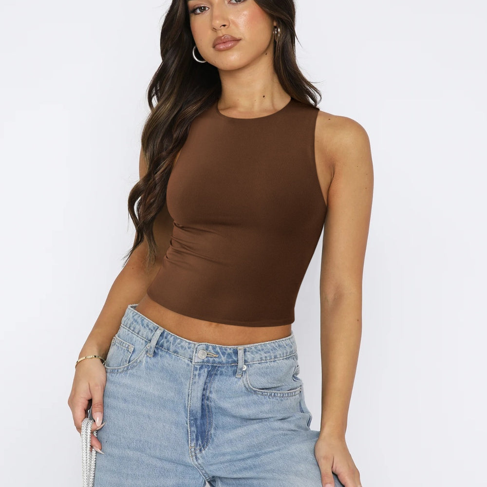 
                      
                        Round Neck Cropped Tank
                      
                    