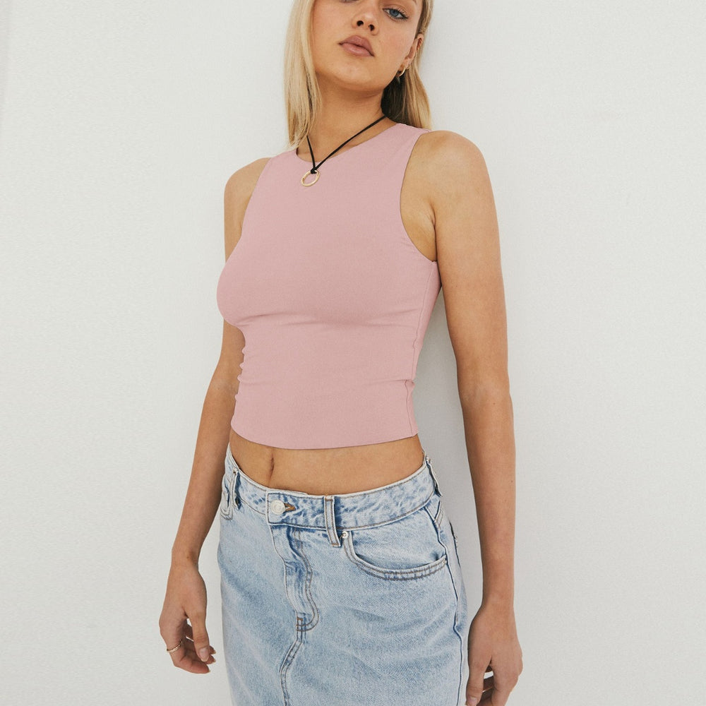 
                      
                        Round Neck Cropped Tank
                      
                    