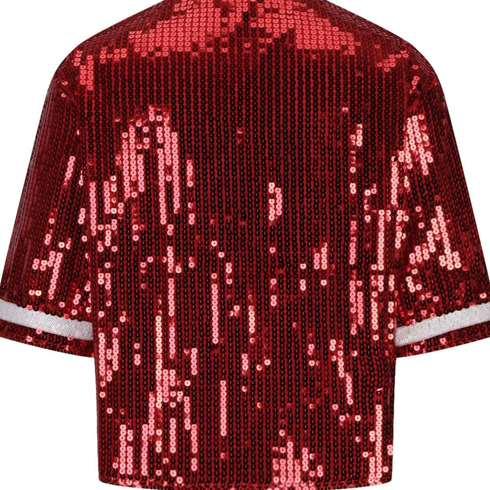 
                      
                        Sequin Football Round Neck Half Sleeve Top
                      
                    