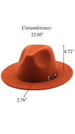 Casual Fedora Hats With Thin Belt | Rust With Brown Belt