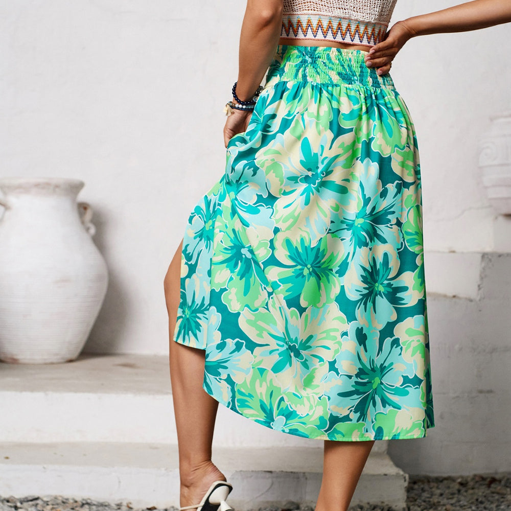 
                      
                        Slit Printed Midi Skirt
                      
                    