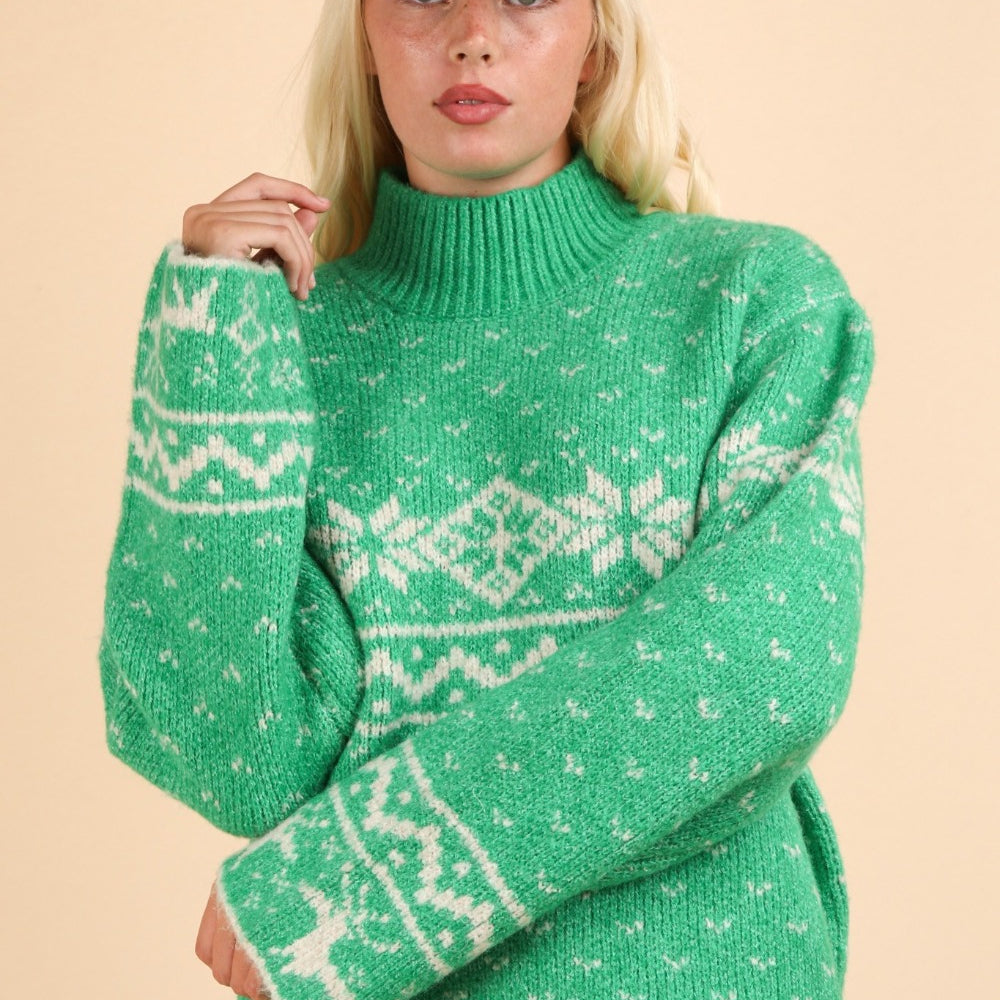 
                      
                        VERY J Christmas Element Mock Neck Long Sleeve Sweater
                      
                    