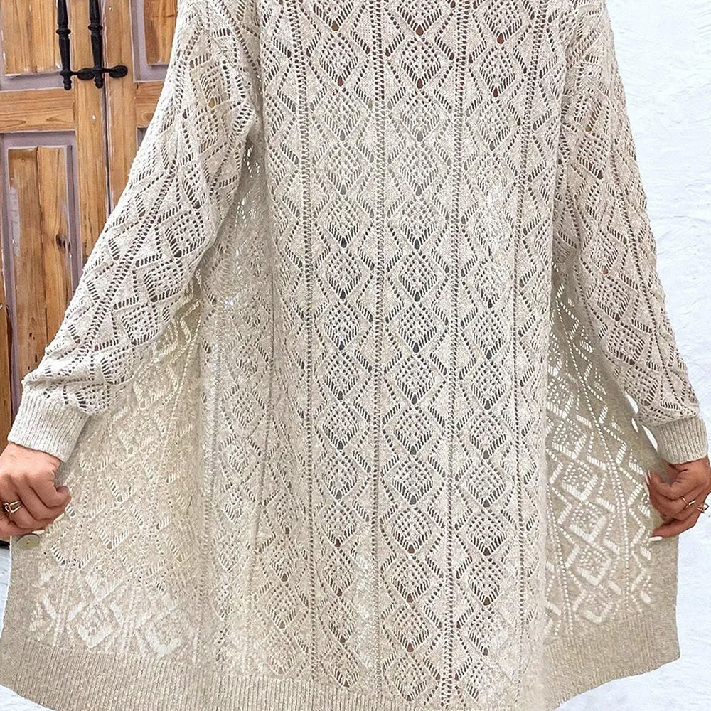 
                      
                        Openwork Button Down Long Sleeve Cardigan
                      
                    