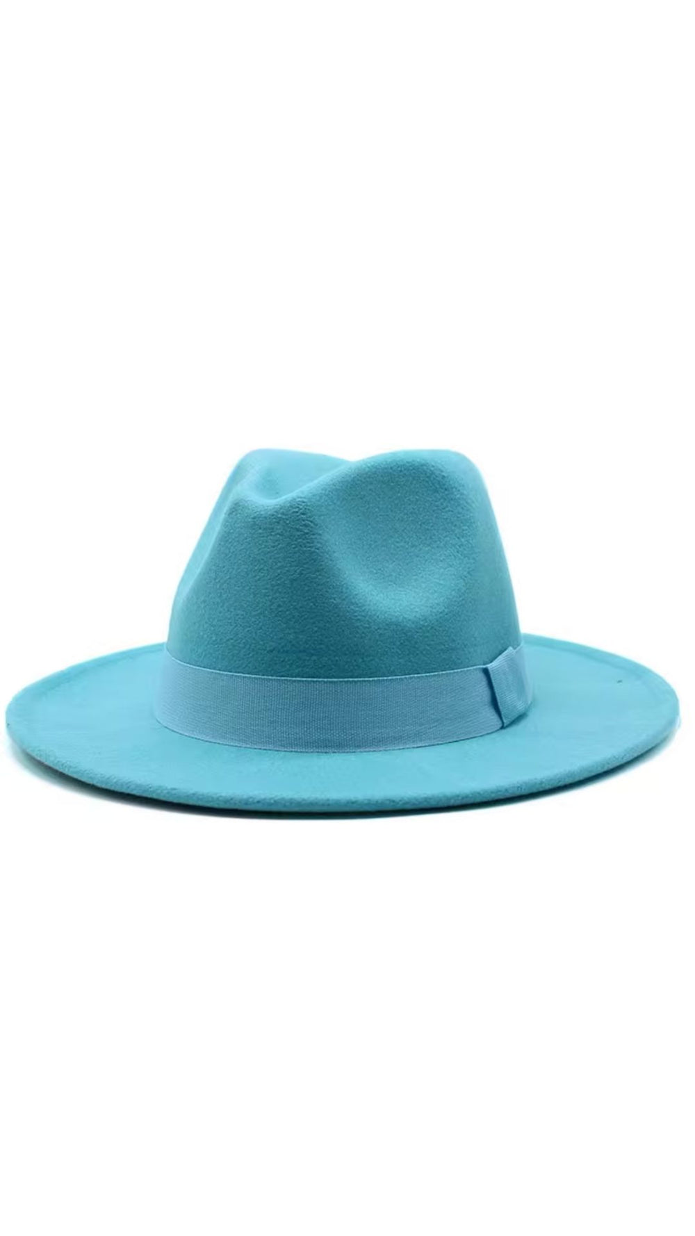 Women Classic Year Round Fedora Hat With Belt (Lake Blue)