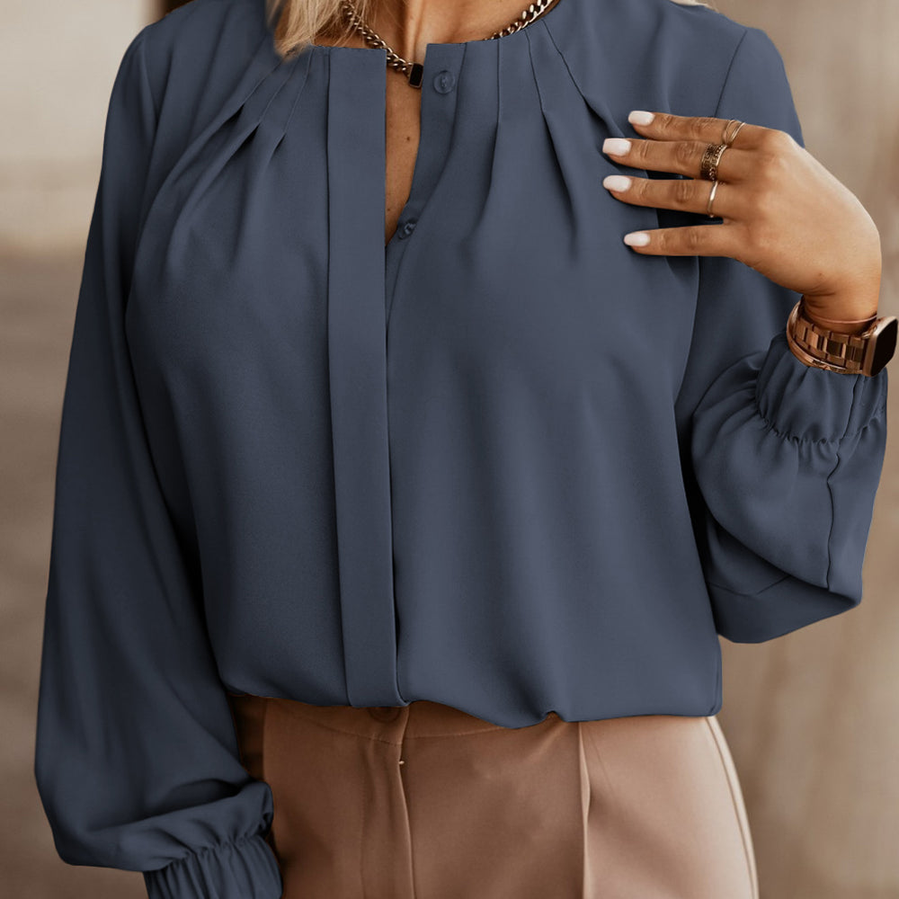 
                      
                        Button Up Round Neck Long Sleeve Shirt
                      
                    