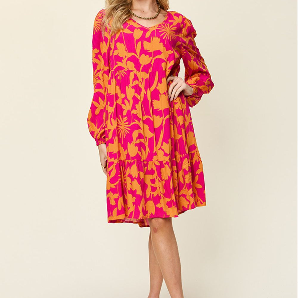 
                      
                        Double Take Full Size Printed Ruffle Hem Dress with Pocket
                      
                    