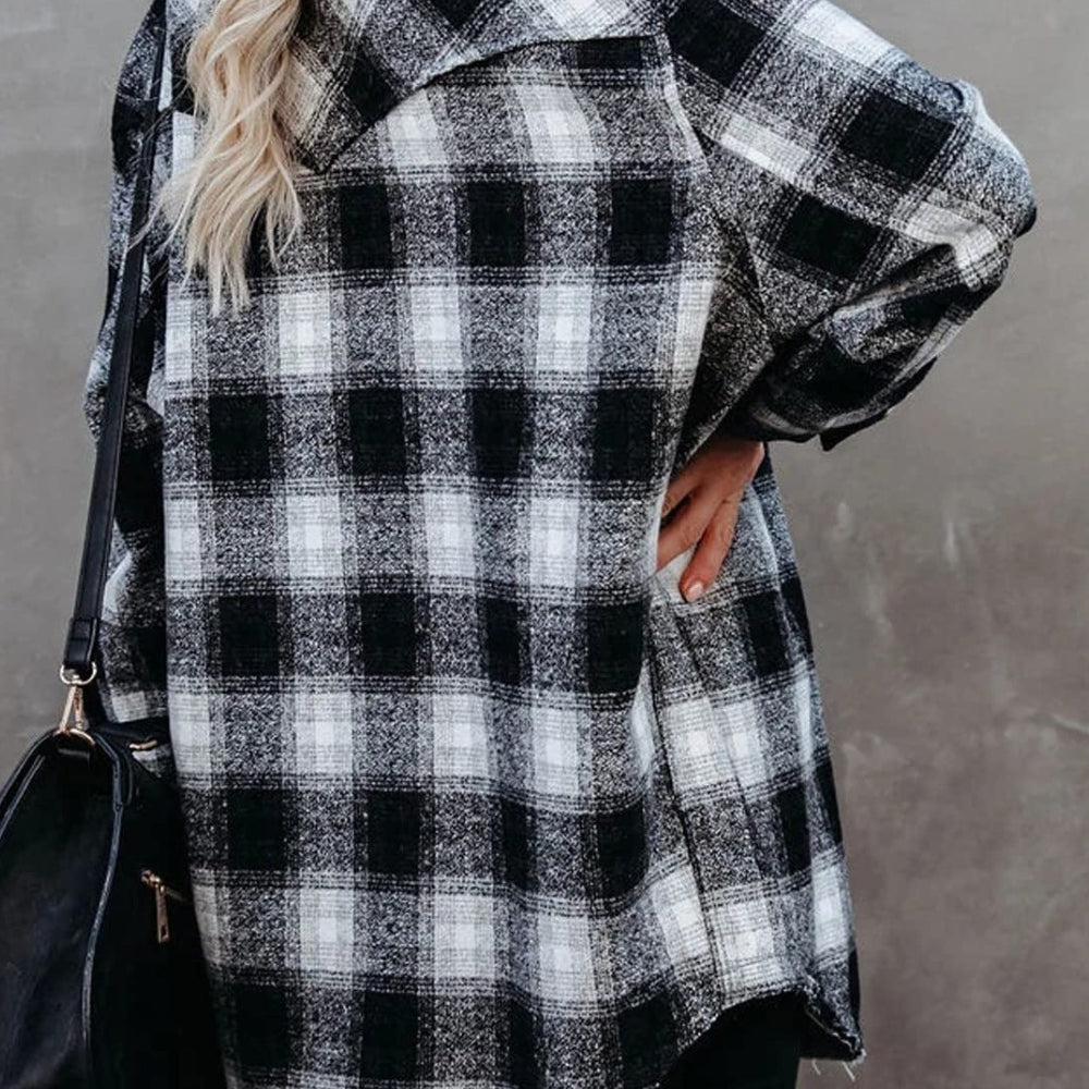 Full Size Plaid Collared Neck Long Sleeve Shirt