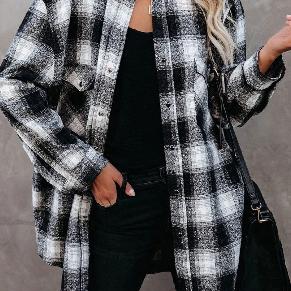 Full Size Plaid Collared Neck Long Sleeve Shirt