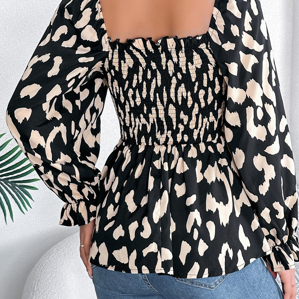 
                      
                        Square Neck Flounce Sleeve Blouse
                      
                    