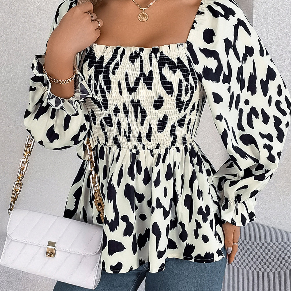 
                      
                        Square Neck Flounce Sleeve Blouse
                      
                    